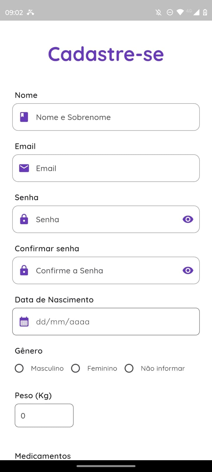 Primeira parte da Tela de Cadastro