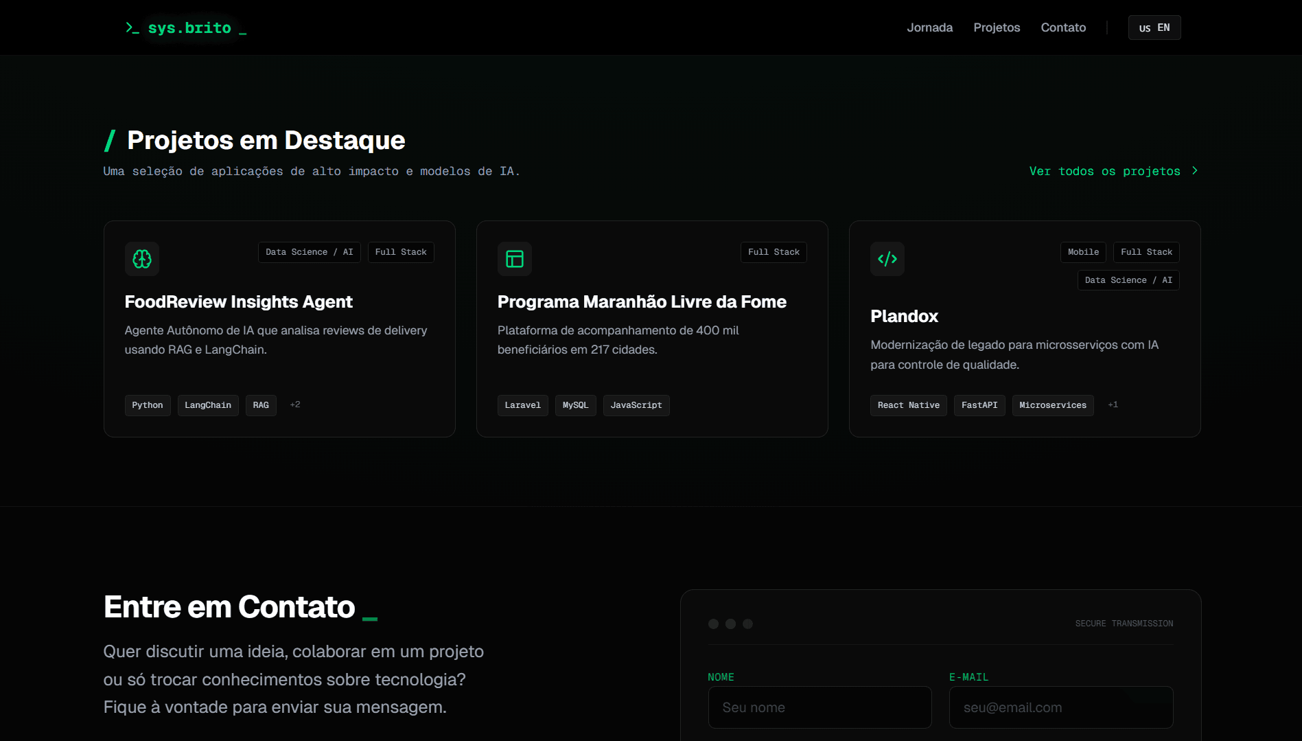 Seção de Projetos